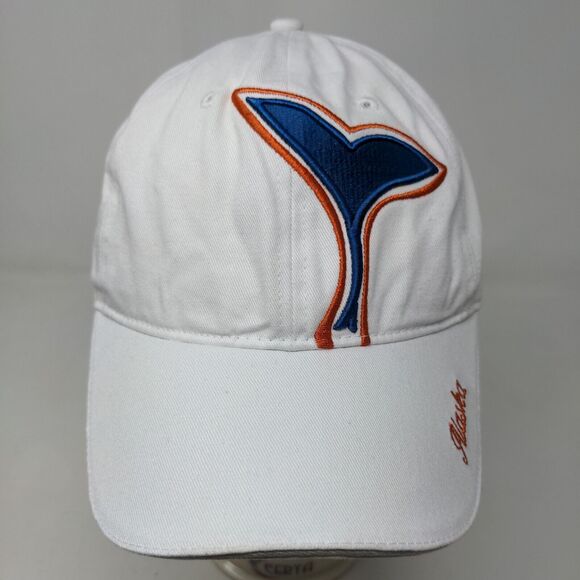 Cruisewear Men's Strapback Hat White Adjustable Embroidered Whale Logo Alaska - Picture 3 of 12